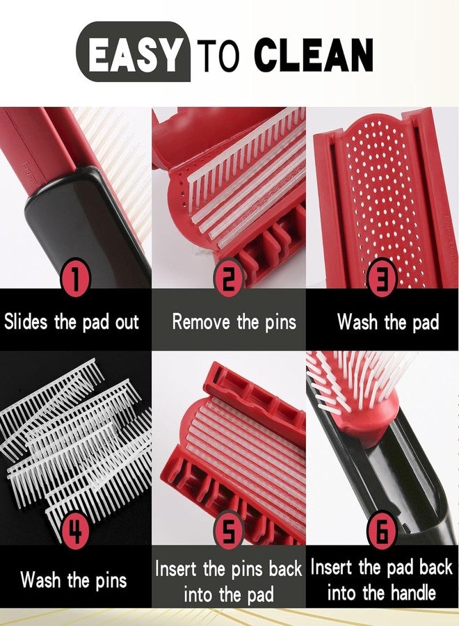 CORSULA Hair Brush for Women Men Curly Wet or Dry Hair Classic Detangling Brushes 9 Row for Natural Thick Hair, Blow Styling Separating, Shaping Defining Curls Tools Travel Bristle Black Hairbrush - Image 4