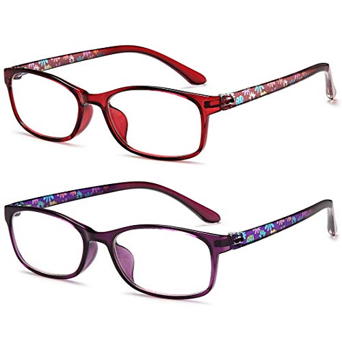 EYEURL Blue Light Blocking Readers for Women - 2 Pair Ladies Computer Reading Glasses +1.25 Stylish Rectangular Frames Blue Ray Eyeglasses - Image 2