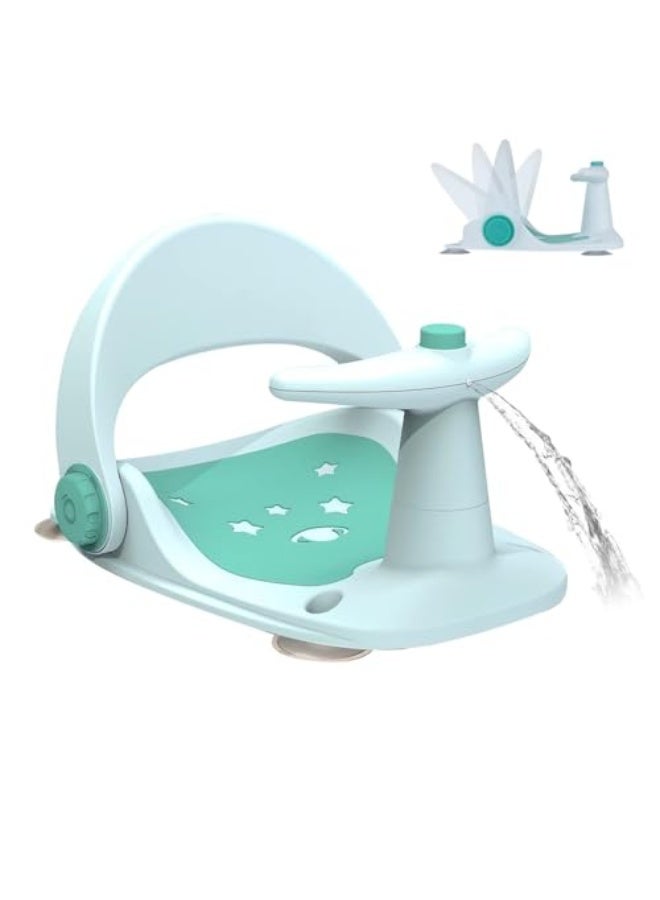 مقعد استحمام تتويج، كرسي ثابت بتصميم كوب شفط، مقعد آمن غير قابل للانزلاق للأطفال من 6 إلى 18 شهرًا (أخضر، نجمة) - Image 1