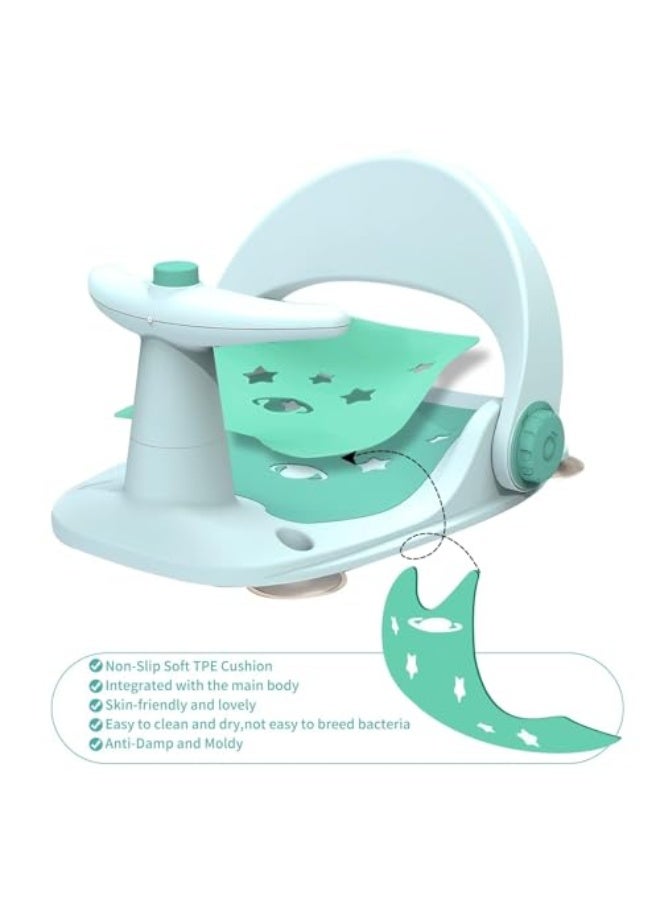 مقعد استحمام تتويج، كرسي ثابت بتصميم كوب شفط، مقعد آمن غير قابل للانزلاق للأطفال من 6 إلى 18 شهرًا (أخضر، نجمة) - Image 5