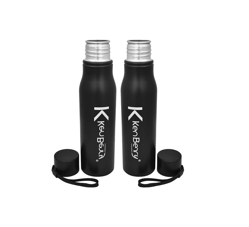 KenBerry Stainless Steel Water Bottle 750 Ml Alpha Duo Pack of 2 Black - Image 2