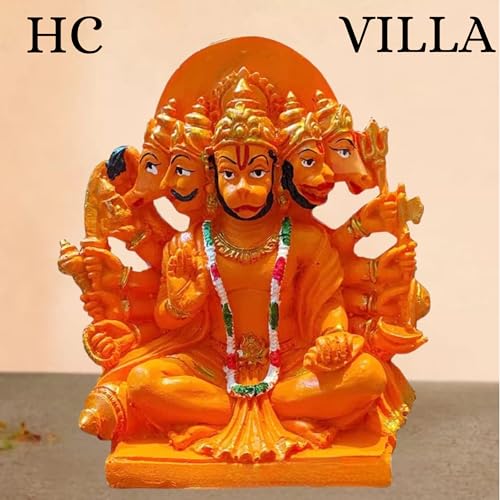 HC VILLA Hanuman Statue or Murti Resin for,Home,Office|Orange Sankat Mochan Balaji Bajrangbali Idol for Pooja Temple,Mandir Showpiece Vastu Gift Decoration (6 inch), Religious - Image 3
