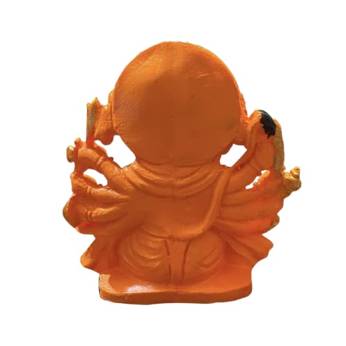 HC VILLA Hanuman Statue or Murti Resin for,Home,Office|Orange Sankat Mochan Balaji Bajrangbali Idol for Pooja Temple,Mandir Showpiece Vastu Gift Decoration (6 inch), Religious - Image 4