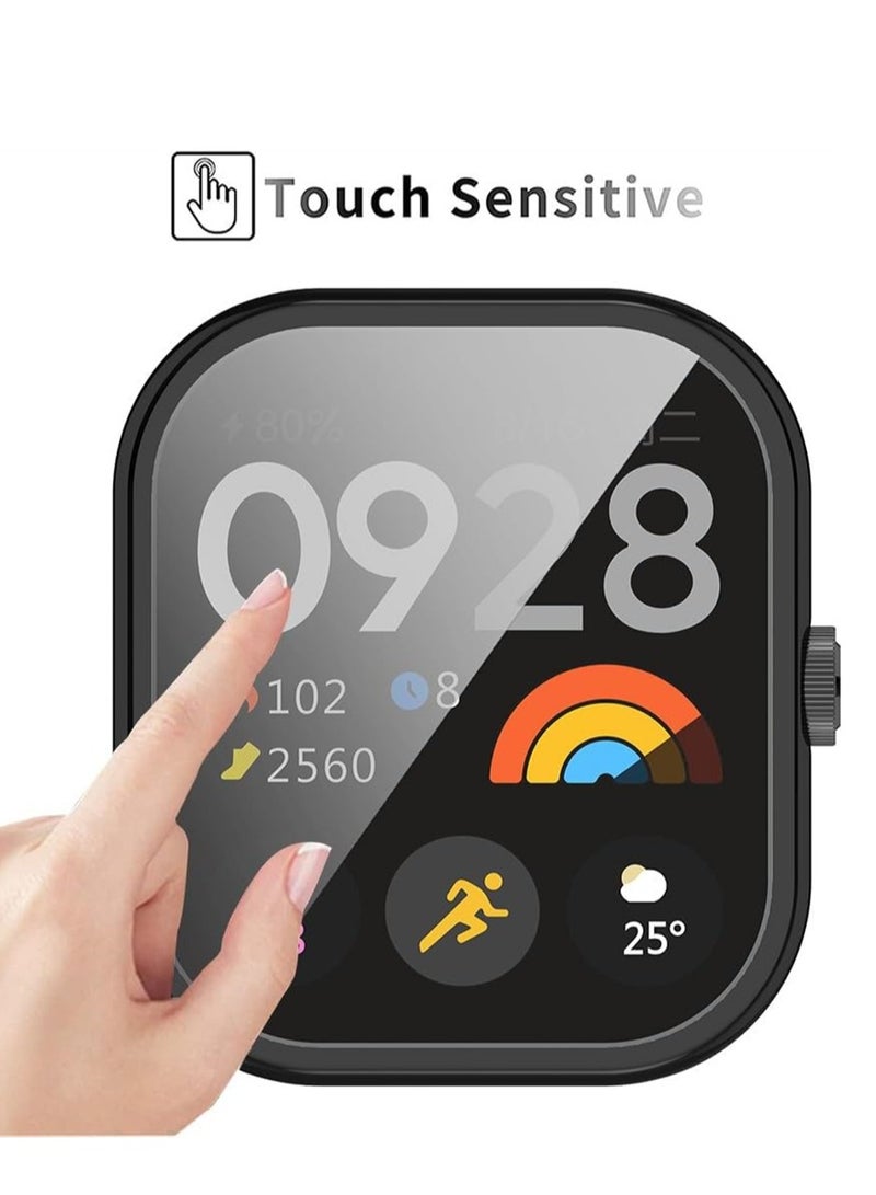 KASTWAVE Case for Xiaomi Redmi Watch 4, Tempered Glass Screen Protector, PC Hard Case Tempered Glass Screen Protection Cover Slim Full Cover Scratch Proof Protector, 2 Pcs, Black and Gold  - Image 5