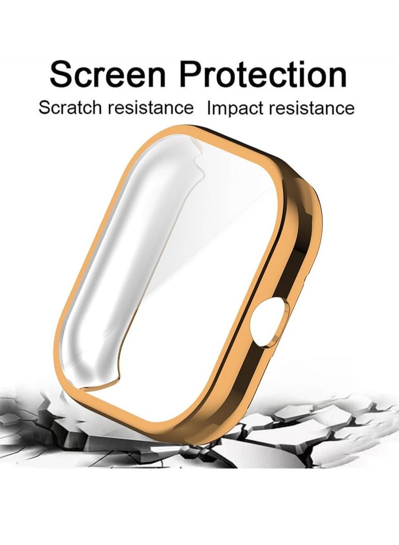 KASTWAVE Case for Xiaomi Redmi Watch 4, Tempered Glass Screen Protector, PC Hard Case Tempered Glass Screen Protection Cover Slim Full Cover Scratch Proof Protector, 2 Pcs, Black and Gold  - Image 3