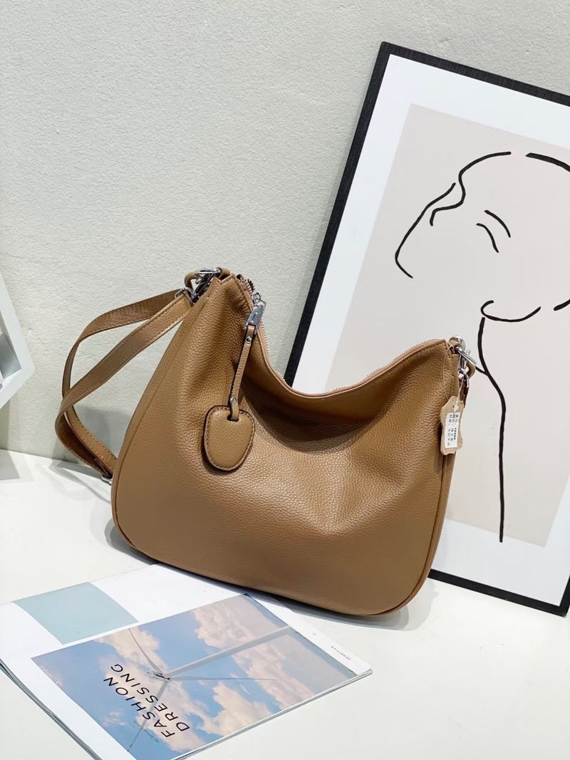 Underarm Bag Women'S All-Match New Trendy Shoulder Crossbody Bag Fashionable Dropping Pattern Calf Leather Large Capacity Women'S Bag - Image 4