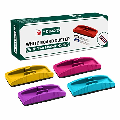 YAJNAS Magnetic Whiteboard Duster, White Board Duster | Whiteboard Eraser for Erasing White Board Marker or Chalk Board Writing - Assorted Colours - Colour May Vary (Magnetic Duster, Pack of 4) - Image 1
