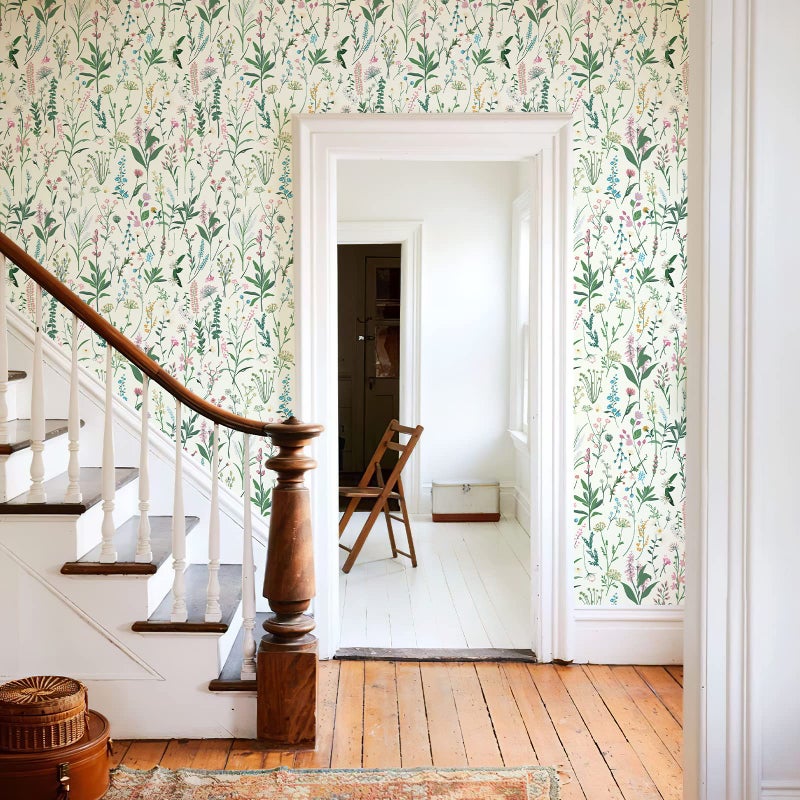 JiffDiff Floral Wallpaper Peel and Stick 118" x 17.3" Wall Paper for Bathroom Wild Flower Wallpaper Vinyl Contact Paper Cabinet Shelf Decor Wall Decor Coverage 14 sq.ft - Image 4