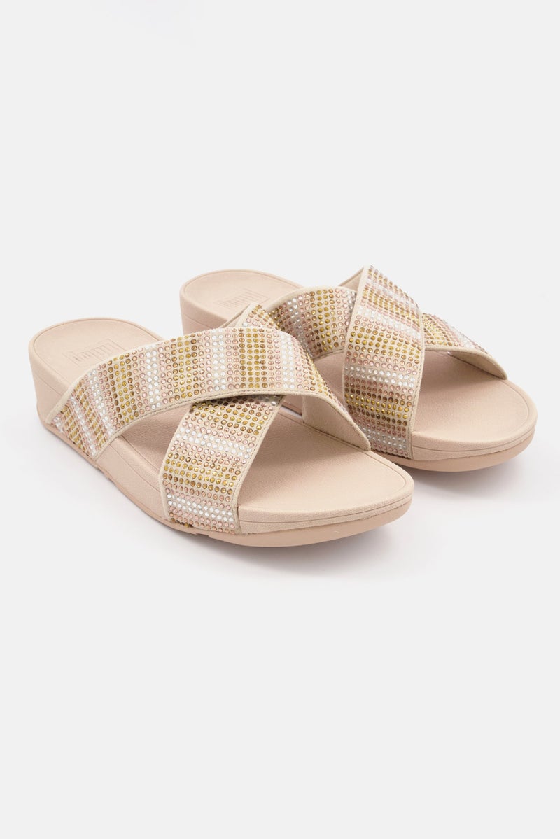 FitFlop Women Slip On Strobe Slide, Gold - Image 1