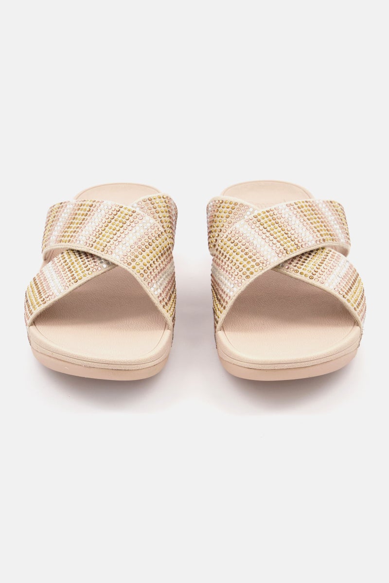 FitFlop Women Slip On Strobe Slide, Gold - Image 3