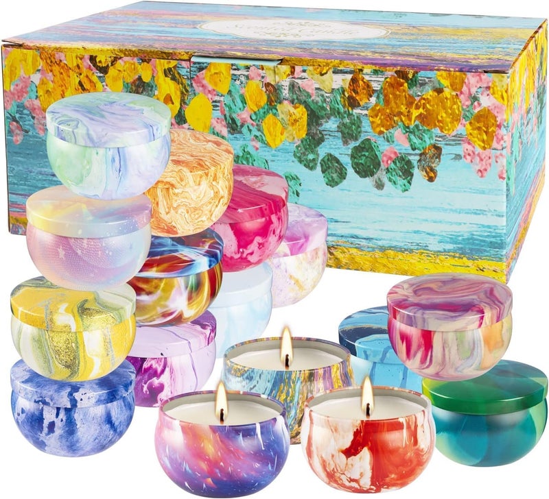 YOROXRG 16 Pack Scented Candles Gift Set - 2.5oz Strong Fragrance Natural Soy Wax Candles in Portable Travel Tin Jars - Perfect for Home Decoration and Gifting - Image 3