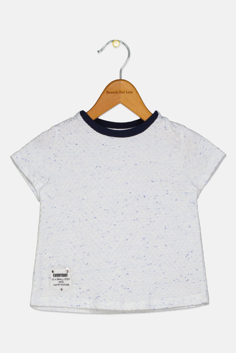 Choupette Kids Boy Textured Short Sleeve T-Shirt, White - Image 1