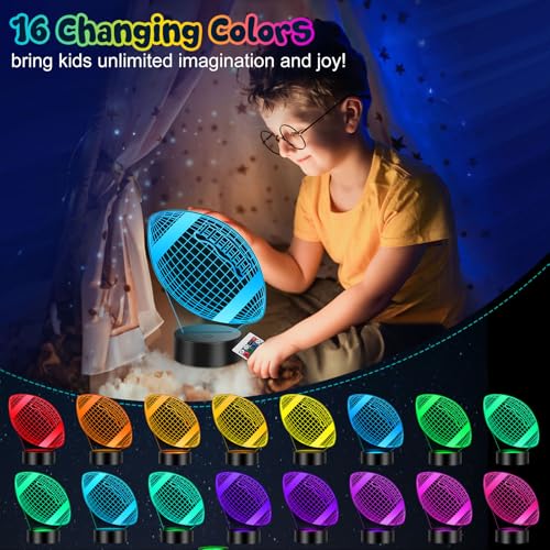 Linkax Football Gifts Stocking Stuffers for Kids Teens Boys Girls, Rugby 3D Illusion Night Light Christmas Gifts for Kids, 6 7 8 9 10 11 12 13 Year Old Birthday Presents Room Decor, Toys for Ages 8-13 - Image 3