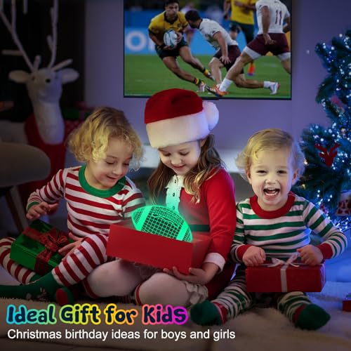 Linkax Football Gifts Stocking Stuffers for Kids Teens Boys Girls, Rugby 3D Illusion Night Light Christmas Gifts for Kids, 6 7 8 9 10 11 12 13 Year Old Birthday Presents Room Decor, Toys for Ages 8-13 - Image 2