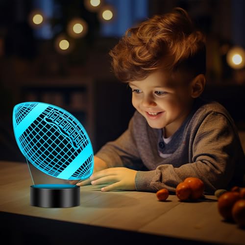 Linkax Football Gifts Stocking Stuffers for Kids Teens Boys Girls, Rugby 3D Illusion Night Light Christmas Gifts for Kids, 6 7 8 9 10 11 12 13 Year Old Birthday Presents Room Decor, Toys for Ages 8-13 - Image 5