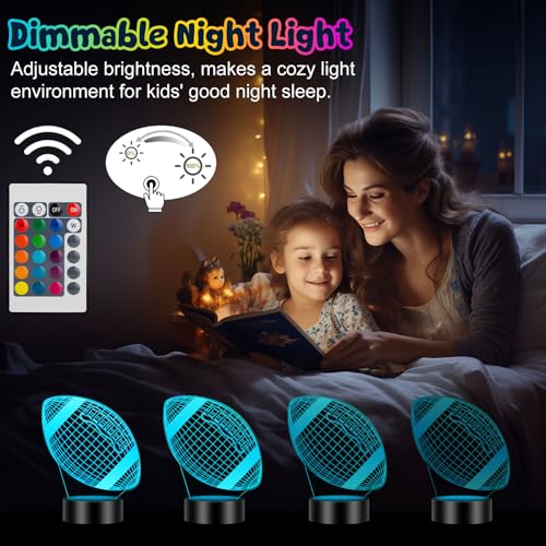 Linkax Football Gifts Stocking Stuffers for Kids Teens Boys Girls, Rugby 3D Illusion Night Light Christmas Gifts for Kids, 6 7 8 9 10 11 12 13 Year Old Birthday Presents Room Decor, Toys for Ages 8-13 - Image 4