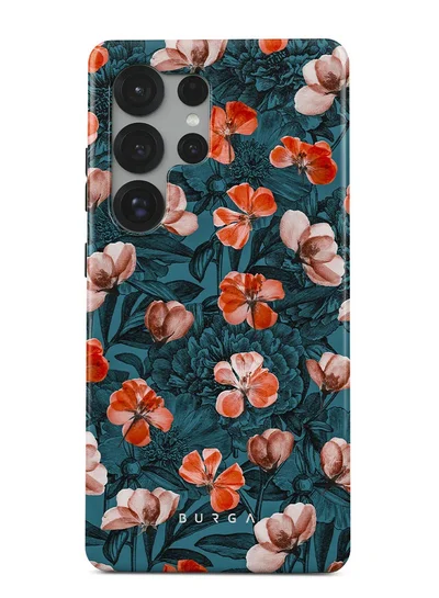BURGA Samsung Galaxy S25 Ultra Mobile Phone Case Hybrid 2 Layer Hard Shell Silicone Protective Case, Scratch Resistant Shockproof Cover,No Rain No Flowers