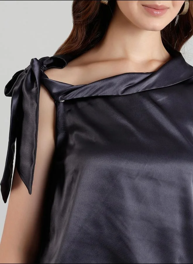 Mish Mish Solid Satin Top with Tie Up Detail