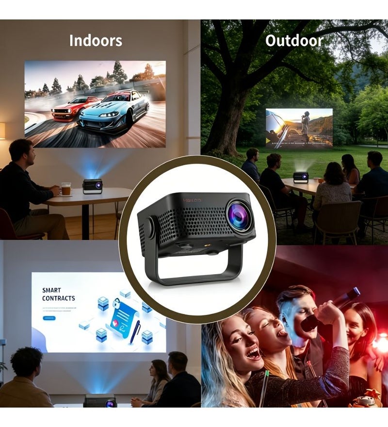 Black WiFi Portable Projector USB Charging Screen Mirroring Home Theater Gaming Office Outdoor - Image 1