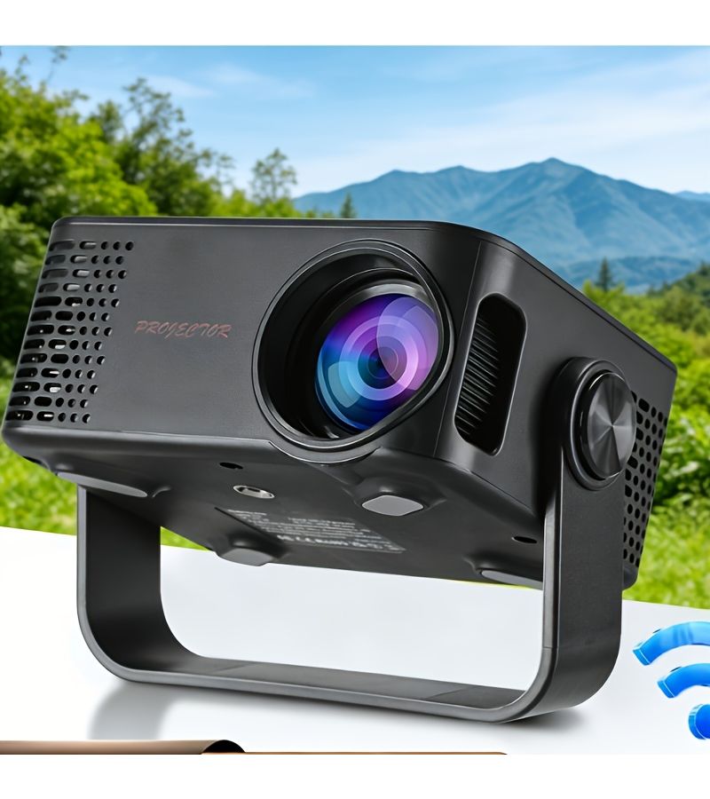 Black WiFi Portable Projector USB Charging Screen Mirroring Home Theater Gaming Office Outdoor - Image 2
