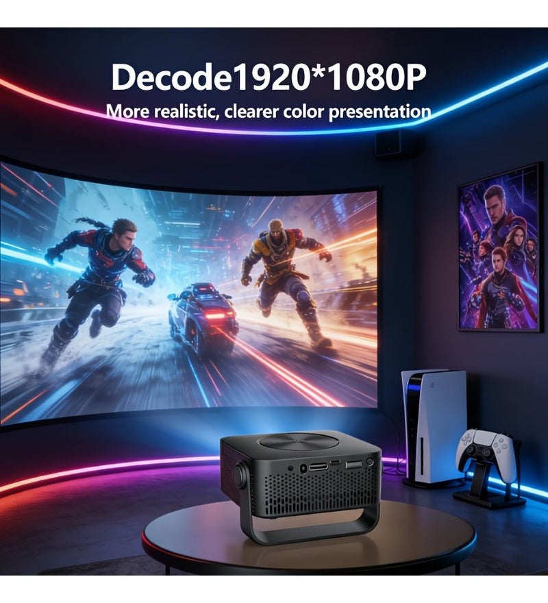 Black WiFi Portable Projector USB Charging Screen Mirroring Home Theater Gaming Office Outdoor - Image 5