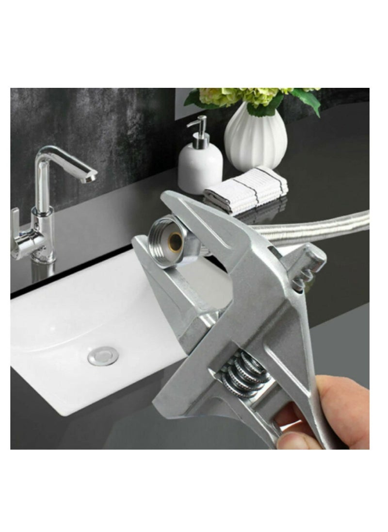 SYOSI - Adjustable Wrench – 6 to 68mm Wide Opening Jaws Adjustable Spanner with Short Handle – Aluminum Alloy Light Weight Plumbers Spanner Nut Key Hand Tool for Bathroom, Washbasin etc - Image 1