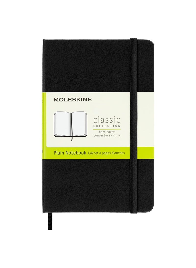 1-Piece Classic Pocket Size Hard Cover Plain Notebook 9x14cm Size Black