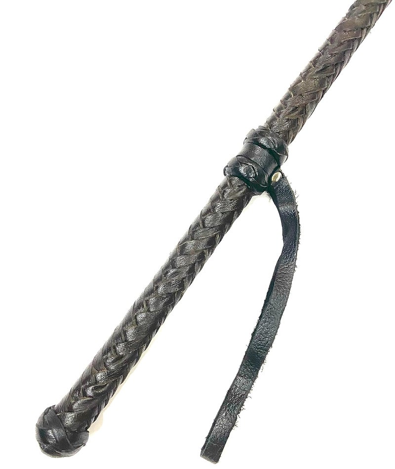 PETS TRIANGLE Leather Braided Popper Whip Ideal for Horse Training, 42 Chocolate Brown - Image 2
