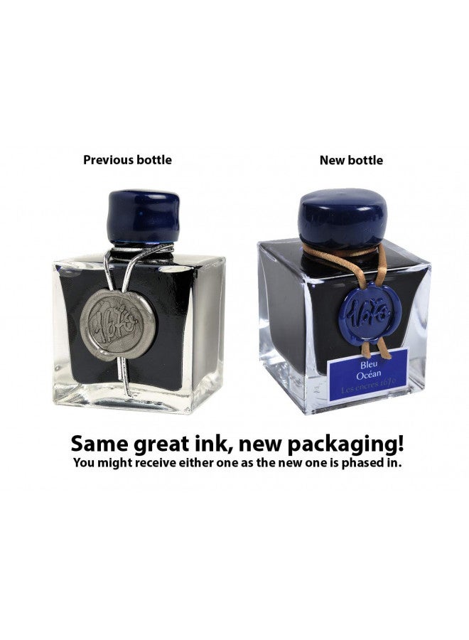 HERBIN J. Herbin 1670 Anniversary Inks - Gold Sheen 50 ml Bottled - Blue Ocean (Deep Blue Ink) - Image 3