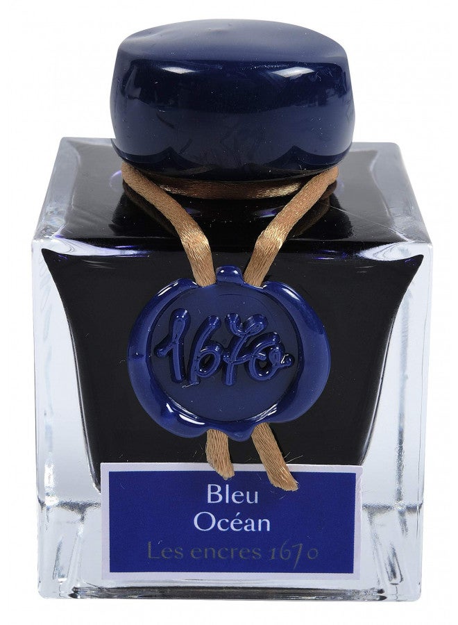 HERBIN J. Herbin 1670 Anniversary Inks - Gold Sheen 50 ml Bottled - Blue Ocean (Deep Blue Ink) - Image 2