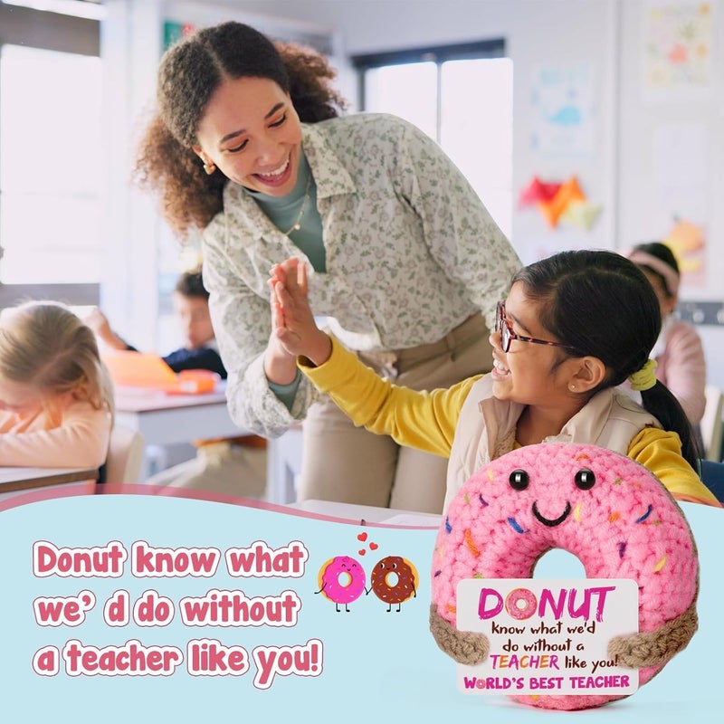 BuiltFit Teacher Appreciation Gifts for Women - Funny Handmade Crochet Donut Unique Cute Thank You Presents for Teachers Day, End of Year, Retirement, Graduation, Easter, Daycare, Preschool - Image 3