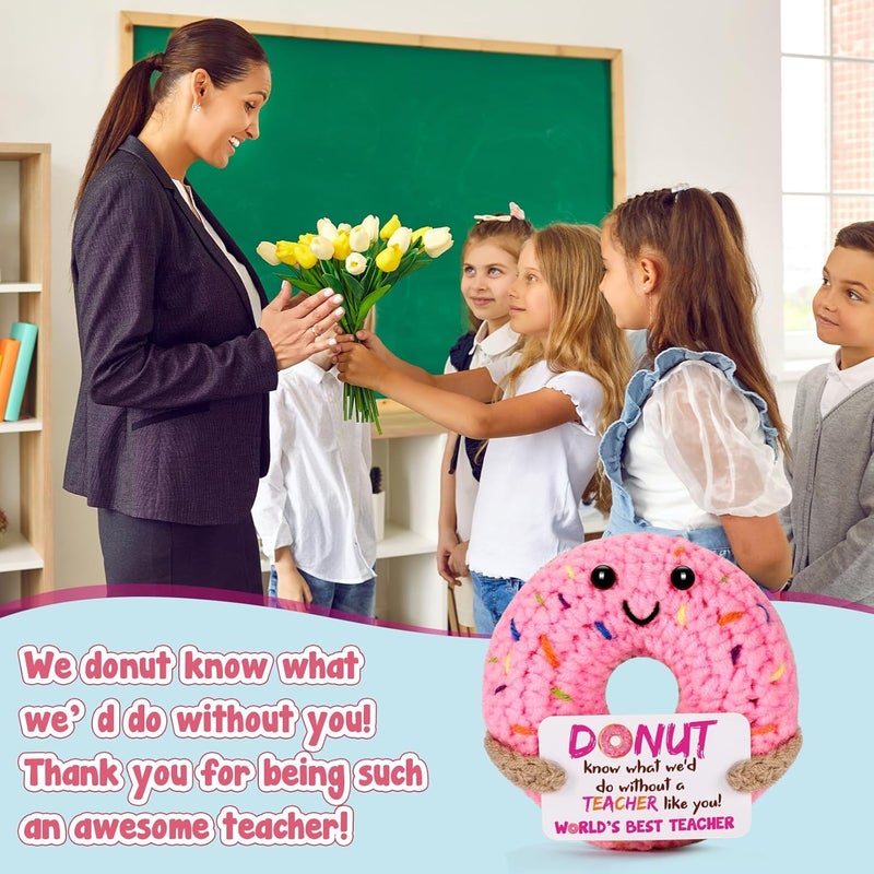 BuiltFit Teacher Appreciation Gifts for Women - Funny Handmade Crochet Donut Unique Cute Thank You Presents for Teachers Day, End of Year, Retirement, Graduation, Easter, Daycare, Preschool - Image 5