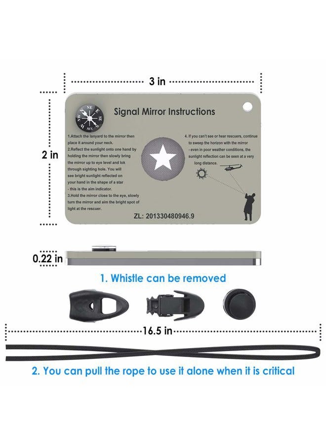 Luca Elf Aid Small Mirror for Survival Mirror Signal Mirror Military Grade 2 X 3 inch,Hiking Emergency Signaling Mirror Survival with Lanyard and Compass & Whistle,Rescue Mirror for Hiking - Image 5