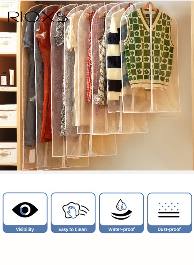 ريوكس 5 حزم من أكياس الملابس الشفافة المعلقة، أكياس ملابس 60 × 140 سم لتخزين الملابس في الخزانة، أكياس بلاستيكية مقاومة للماء مع سحاب كامل للمعاطف والسترات والفساتين والفراء والمزيد - Image 5