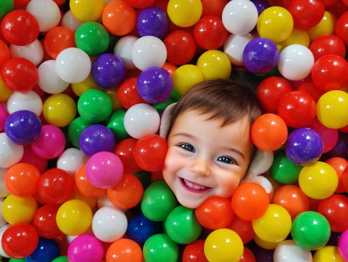 EEVOVEE, 100 Pcs 4 cm Soft and Safe Plastic Pool Softball for Kids. 8 Colorful (BPA-Free and Non-Toxic Plastic Balls for Kids - ISI 9873 Safety Certified), Multicolour - Image 1
