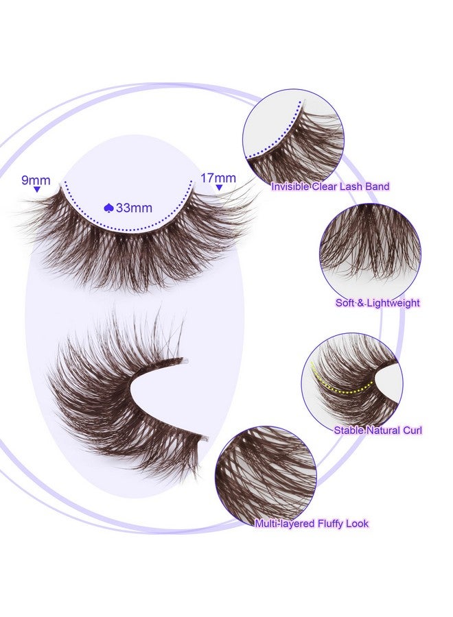 ALICE Brown Lashes False Lashes Natural Look Eyelashes Cat Eye Faux Mink Lashes with Clear Band Wispy Fake Eyelashes Lash Strips 8 Pairs - Image 4