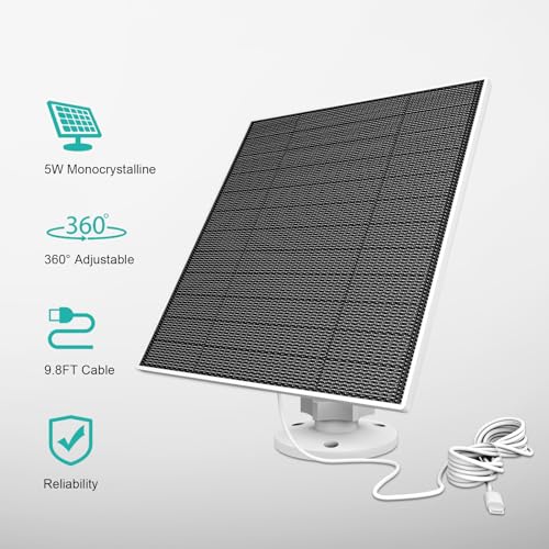 EverExceed Solar Panel for Eufy Camera, 5W Solar Panel Compatible with Eufycam 3/3C/2/2 Pro/2C/2C Pro/E/E20/E40/L20/L40, Solar Charger for Eufy Camera with USB-C Port, Micro USB Adapter, IP65 Waterproof - Image 3