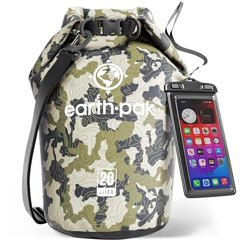 Earth Pak Waterproof Dry Bag - Roll Top Waterproof Backpack Sack Keeps Gear Dry for Kayak with Waterproof Phone Case - Image 1