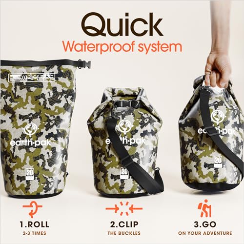Earth Pak Waterproof Dry Bag - Roll Top Waterproof Backpack Sack Keeps Gear Dry for Kayak with Waterproof Phone Case - Image 5