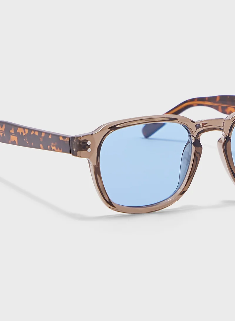Robert Wood Polarized Lens Tortoise Print Wayfarer Sunglasses
