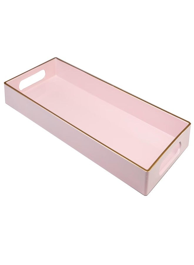 Leemxiiny Pink Vanity Tray with Handles, Decorative Tray Desktop Storage Organizer for Bathroom, Living Room, 5.9"*13.7" - Image 1