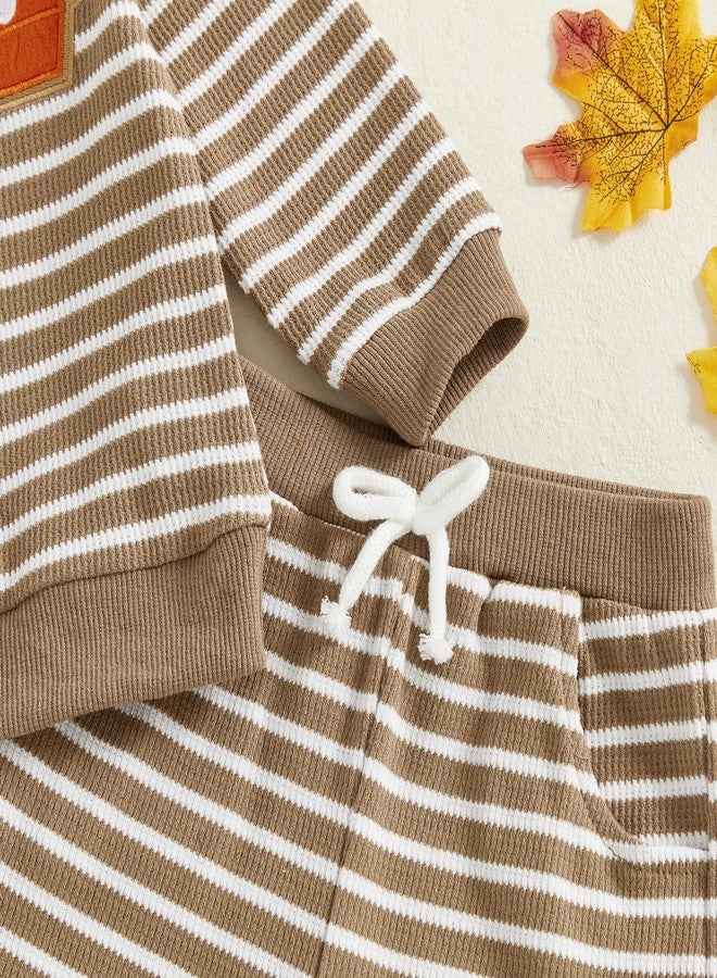 Ayalinggo Thanksgiving Baby Boy Outfit Toddler Thanksgiving Turkey Shirt Long Sleeve Sweatshirt Pants Fall Winter Set (Apple pie turkey, 2-3T) - Image 4