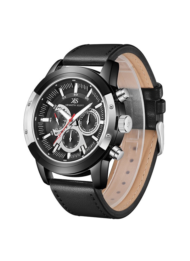 KENNETH SCOTT Men's Leather  Analog Watch K24121-BLBB - 50 mm  - Image 3