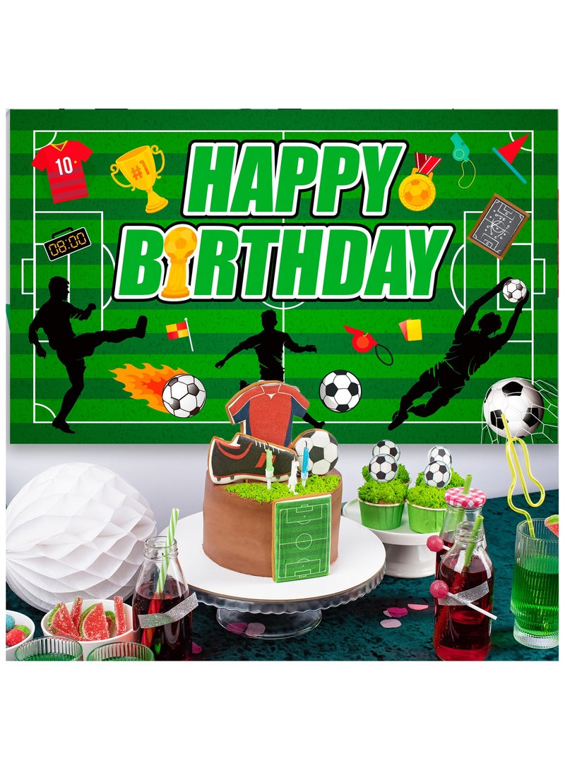 FRUITFUL PARTY Soccer Party Backdrop, Soccer Birthday Party Background for Soccer Party Decorations(Size: 180cm×110cm/71"× 43") - Image 2