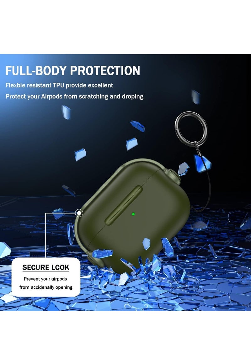 Compatible with AirPods Pro 2 Case Cover for Women Men 2023 2022, Unique Musician Headset Design Case Compatible for Airpods Pro 2nd Generation 2023 2022 and Airpods Pro 1st 2019 with Keychain Green - Image 4