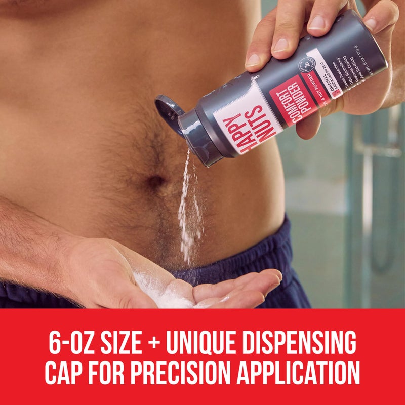HAPPY NUTS Comfort Powder Deodorant For Men: Anti-Chafing Sweat Defense, Odor Control, Aluminum-Free, Perfect Stocking Stuffer Gift for Men's Private Parts 6 oz (1 Pack), Fragrance-Free - Image 4