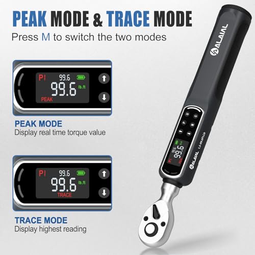 ALAIAL 3/8" Digital Torque Wrench 1.5-99.6Ft.Lb/2-135Nm, ±2% Accuracy Electronic Torque Wrench with LED Display, Buzzer & Vibration Alert for Automotive, Car, Motorcycle, Bike Repair, Mechanics, DIY - Image 4