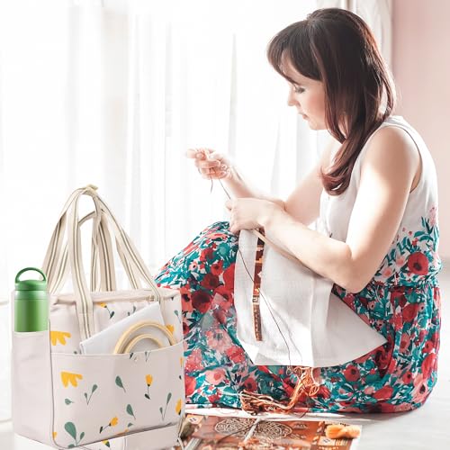 Peirich Embroidery Starter Kits, Embroidery Storage Organizer Bag with Embroidery Floss Embroidery Hoop Aida Cloth, Cross Stitch Kits for Beginner, Adults - Image 3