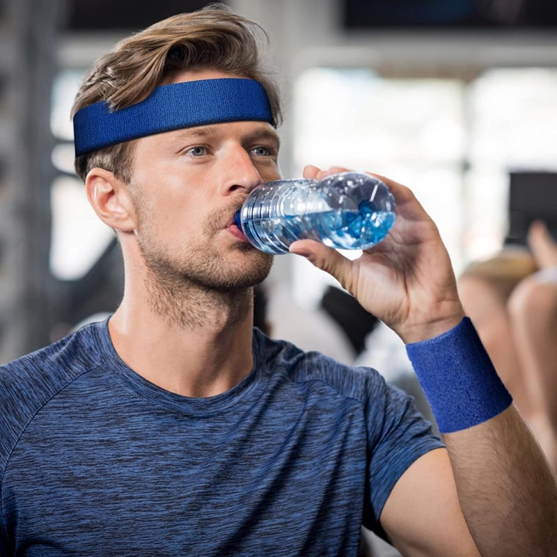 Aster 6pcs Headband Wristband Set, Including 2pcs Sports Headband and 4pcs Wristband Sports Band Colorful Striped Sweatband for Men and Women Basketball Soccer Yoga Badminton Tennis Volleyball Golf - Image 2