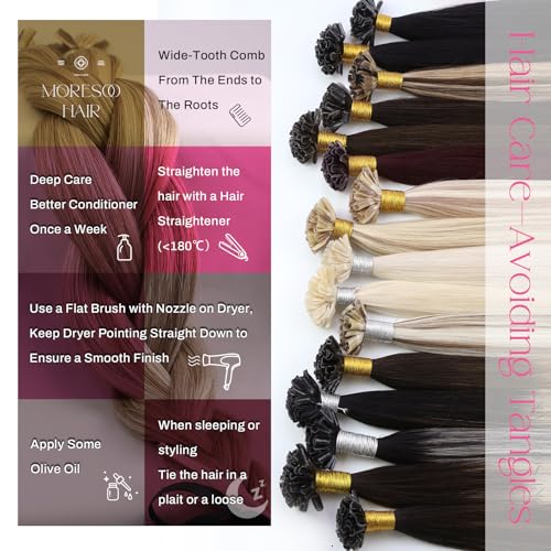 Moresoo Keratin Utip Hair Extensions Nail Tips 20 Inch K Tip Hair Extensions Human Hair 50 Strands 50 Gram 20Inch - Image 4